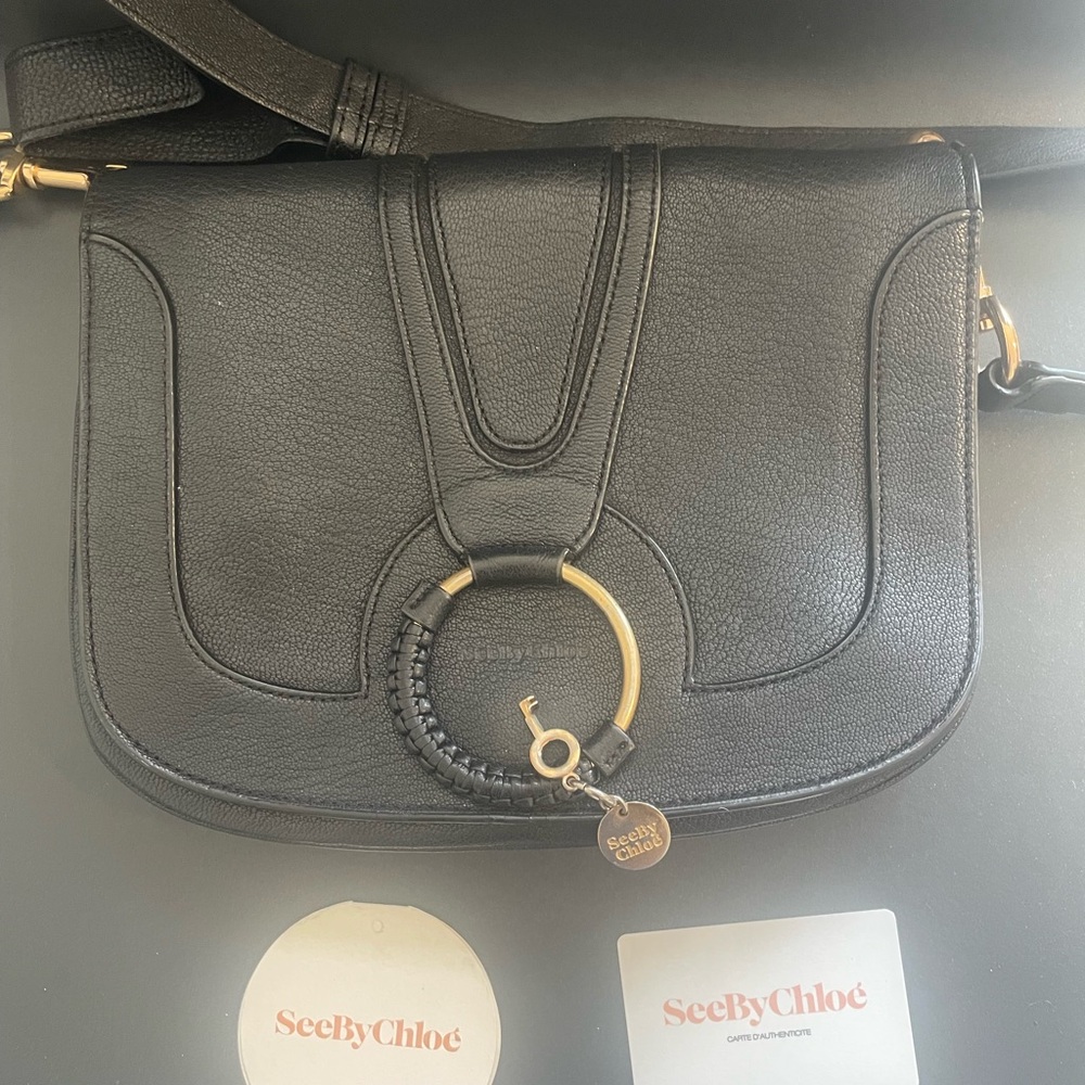 See By Chloe Black Crossbody Bag with Gold Accents